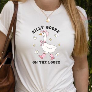 Silly Goose Shirt | Cute Goose On The Loose Tee | Funny Animal Graphic | Pink Hat Boots Farm Girl | Whimsical Duck Lover Gift | Womens Kids